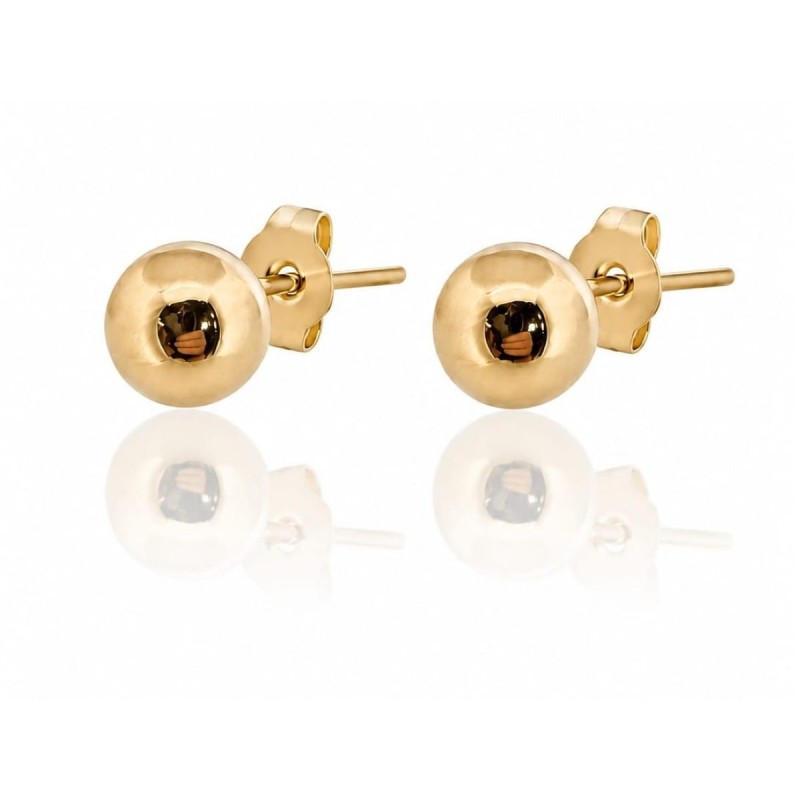 Klasyczne złote kolczyki w formie gładkich, połyskujących kulek