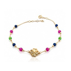 Delikatna złota bransoletka z motywem czterolistnej koniczyny