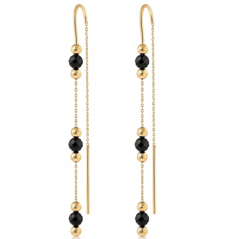 Długie kolczyki ze złota próby 585, ozdobione
